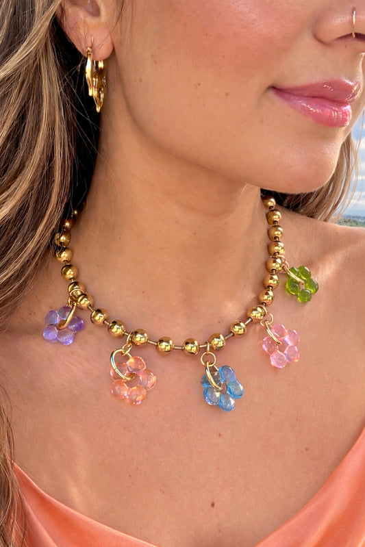 Golden Daisy Charm Necklace