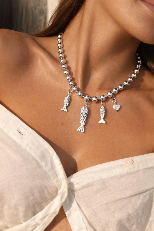 Silver Fishes Necklace