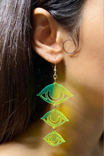 Load image into Gallery viewer, Large Hand Cloud Eyes Earrings - Neon Green
