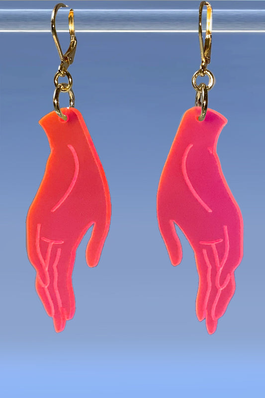 Neon Pink Hand Earrings