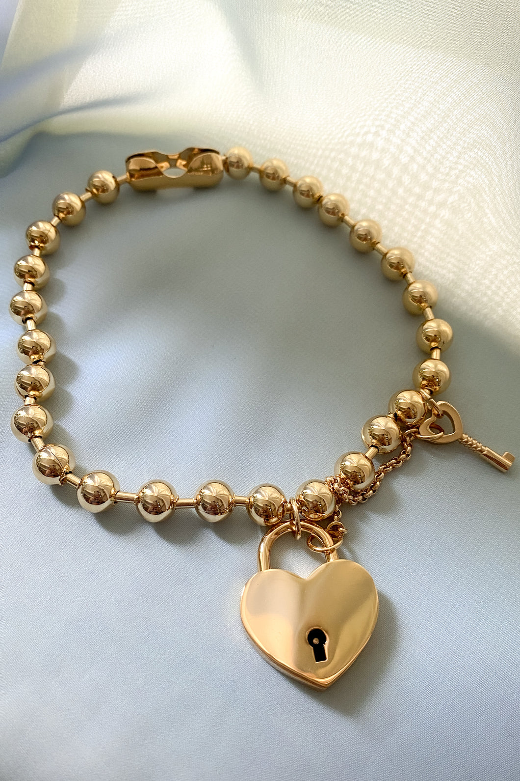Heart Padlock Ball Chain Necklace