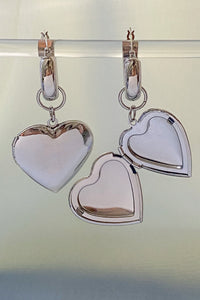 Heart Locket Earrings - Silver
