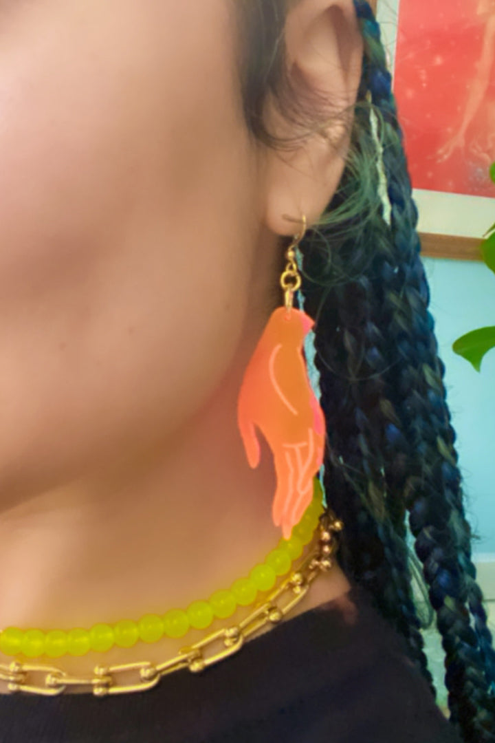 Neon Pink Hand Earrings