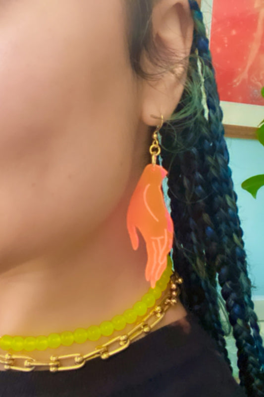 Neon Pink Hand Earrings
