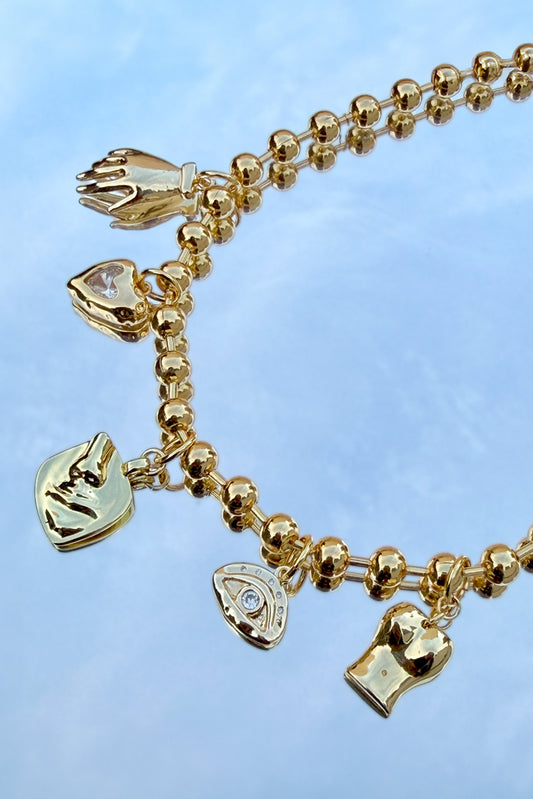 Golden Anatomy Charm Necklace