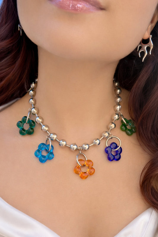 Silver Daisy Charm Necklace