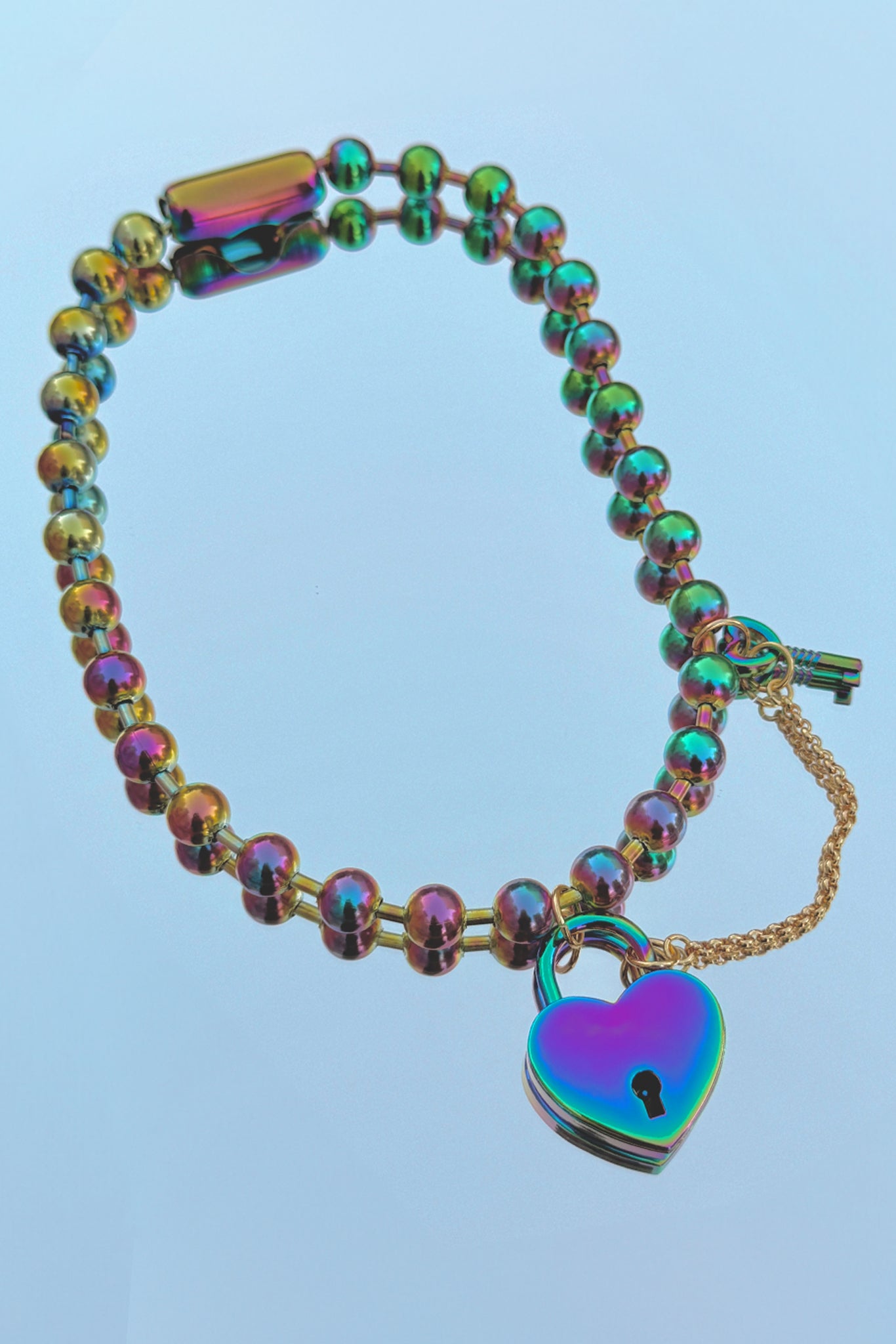 Iridescent Heart Padlock Necklace