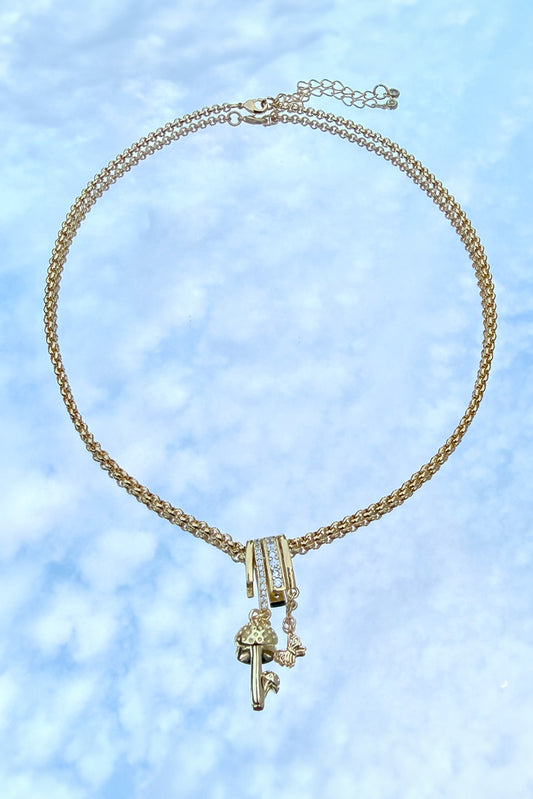 Golden Mushroom Necklace