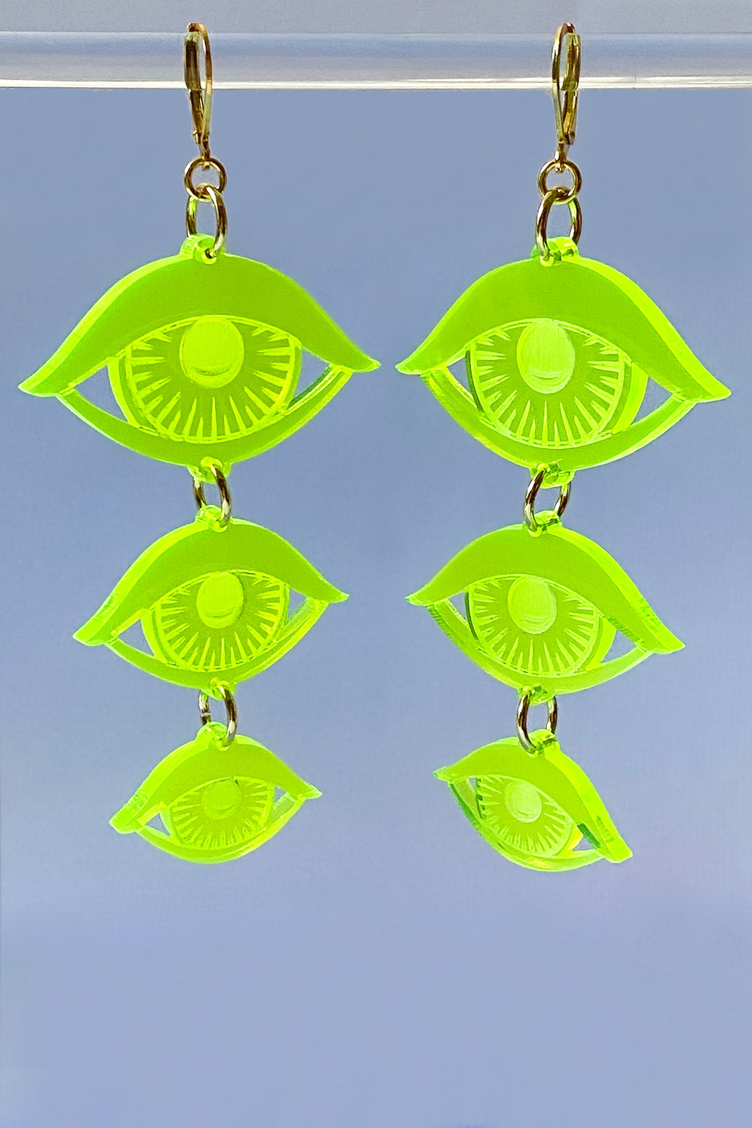 Large Eyes Earrings - Neon Green