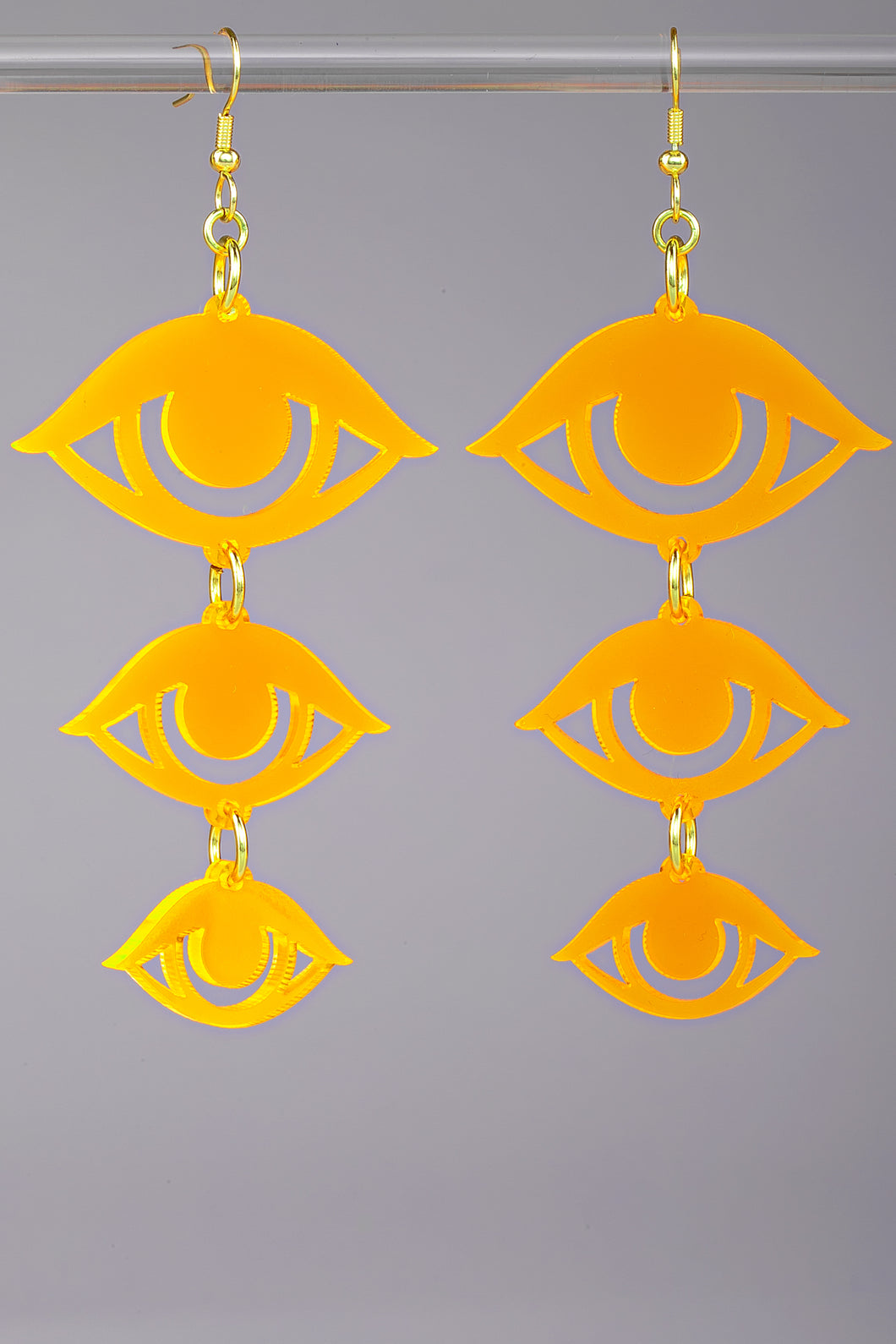 Large Eyes Earrings - Neon Orange