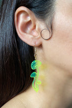 Load image into Gallery viewer, Small Shroom Earrings - Neon Green
