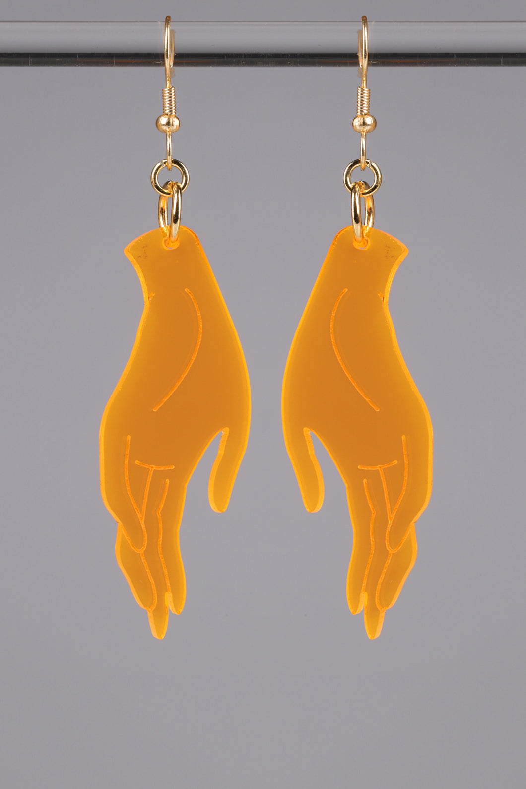 Large Hand Earrings - Neon Orange