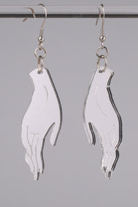 Large Hand Earrings - Silver