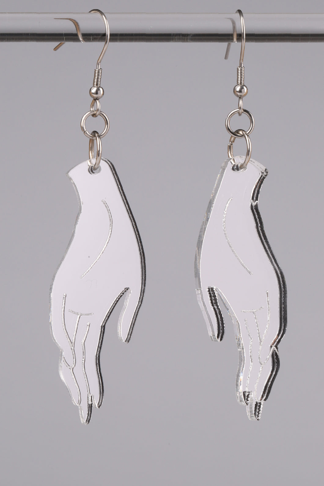 Large Hand Earrings - Silver