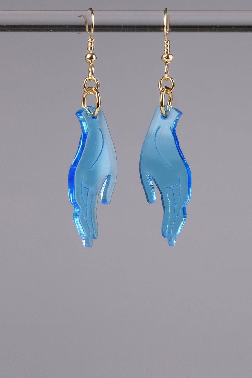 Small Hand Earrings - Blue