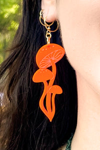 Large Shroom Earrings - Neon Pink