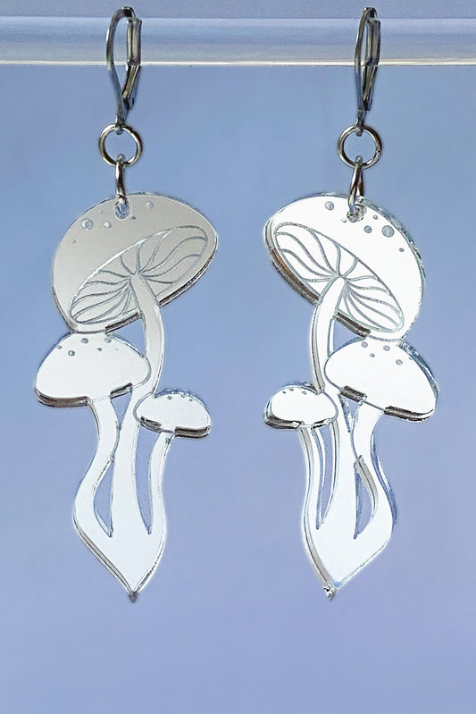 Silver Shroom Earrings