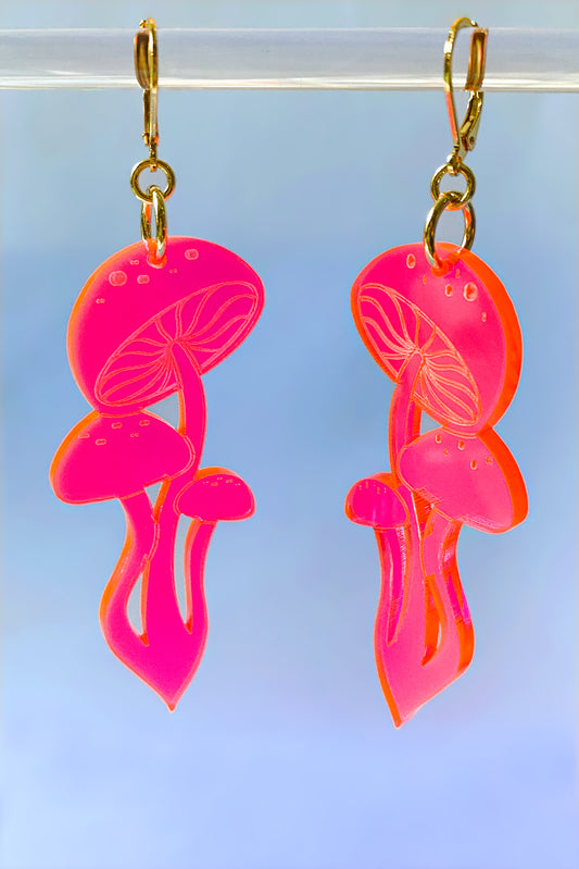 Neon Shroom Earrings