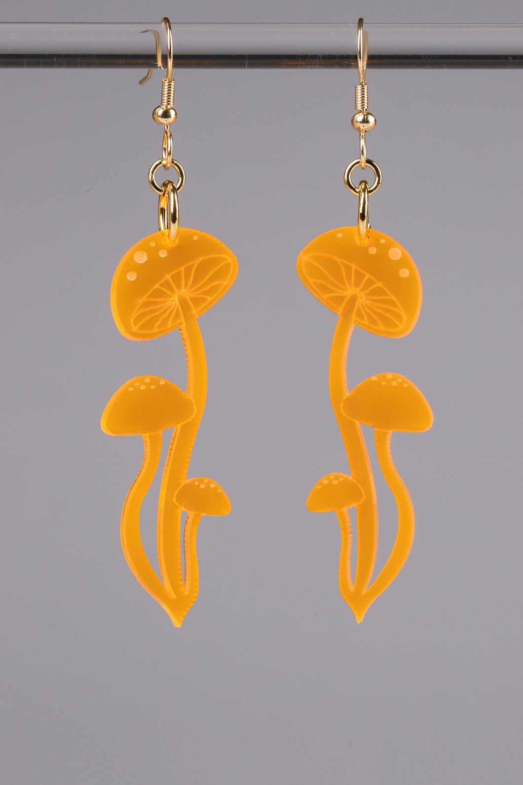 Small Shroom Earrings - Neon Orange