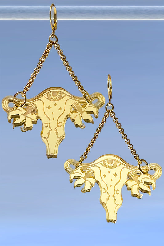 Golden Womb Magic Uterus Earrings