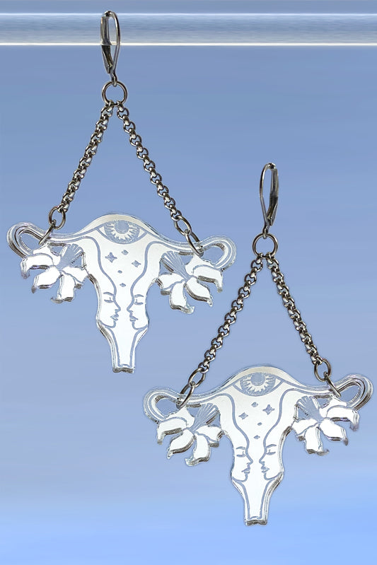 Silver Womb Magic Uterus Earrings