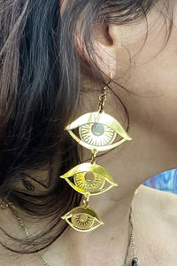 Large Eyes Earrings - Gold Mirror
